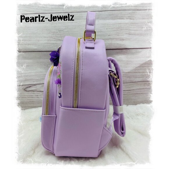 Loungefly Disney Rapunzel Tangled Chibi Chiffon Flowers 3D Floral Mini Backpack - Picture 3 of 5